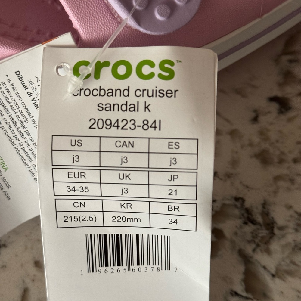 CROCS Kids' Pink and Lavender Sandals size j3 - Picture 2 of 7